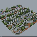 Park Landscape Design With Curved Paths Green Spaces Water Features And Activity Areas