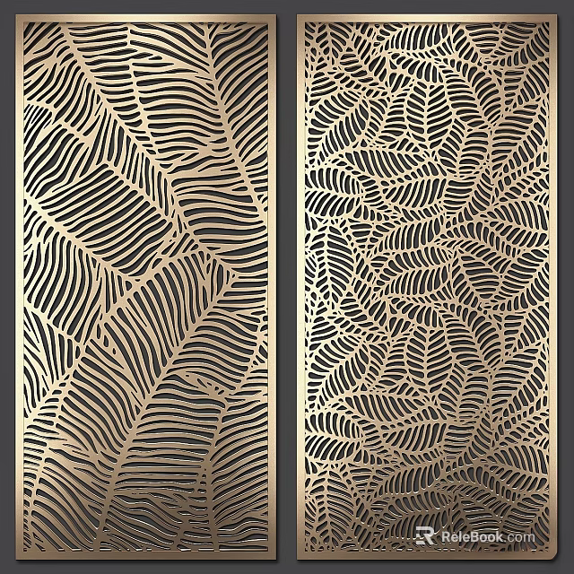 Modern Artistic Leaf Pattern Metal Hanging Decor With Laser Cut Design 3d model 
