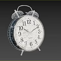 Vintage Alarm Clock With Blue Case Double Bells White Dial And Black Numbers