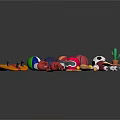 Colorful Sports Equipment Collection With Surfboard Soccer Ball Volleyball Skateboard And Dumbbells