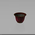 Elegant Red Ceramic Flower Pot With Orange Rim And Textured Surface 3d model