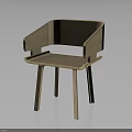 Simple Wooden Chair With Armrests Square Seat And Minimalist Leg Design Structure