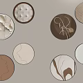 Circular Wall Decor With Various Abstract Designs And Brown White Textures 3d model