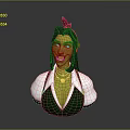 Green Skinned Character With Long Black Hair Red Bow Green Vest And Smiling Expression