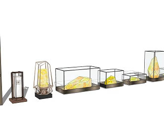 Modern lamp combination stone lamp 3d model