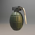 Hand Grenade Military Weapon With Green Diamond Pattern Shell And Safety Lever 3d model