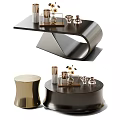 Elegant Modern Coffee Table With Unique Curved Metal Frame And Decorative Ornaments