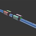 White And Black Linear Rail System With Sliding Blocks And Smooth Track Structure 3d model