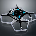 Symmetrical Drone Frame With White Structure Black Connectors And Blue Nodes 3d model