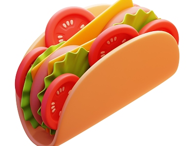 Modern Burrito Food Cartoon Burrito 3d model