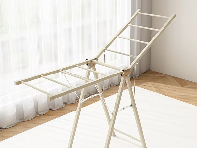 White Foldable Clothes Drying Rack For Indoor Home Use With Lightweight Design 3d model