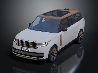 White Luxury SUV With Brown Roof And Black Gold Wheels Front Grille Design 3d model