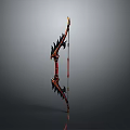 Ornate Red And Black Spiked Bow Weapon With Elegant Design 3d model