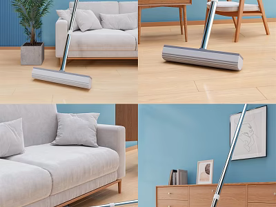Efficient Cleaning Mop for Home Use in Living Room with Wooden Floor and Sofa Furniture 3d model