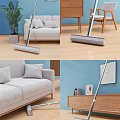 Efficient Cleaning Mop for Home Use in Living Room with Wooden Floor and Sofa Furniture