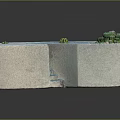 Square Concrete Planter Featuring Mini Cactus Garden with Sand and Pebbles