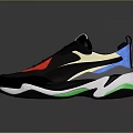 Trendy Colorful Sneakers With Black Red Yellow Blue Green Accents And Thick Sole Design