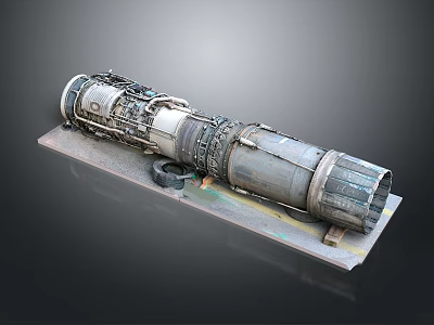 Large Cylindrical Industrial Machinery Component With Complex Metal Structure On Display Platform 3d model