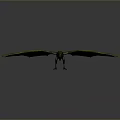 3D Dragon with Green Body and Red Green Leaf Like Wings on Gray Background