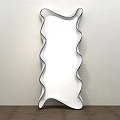 Unique Modern Decorative Mirror With Wavy Frame Reflecting Living Room Interior