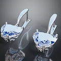 Sparkling Heart Shaped Diamond Earrings In Silver Settings With Brilliant Cut