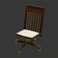 Comfortable Wooden Leisure Chair Featuring White Cushioned Seat And Wheeled Base