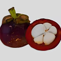 Fresh Ripe Mangosteen Fruit With Whole And Halved Sections Showing White Flesh