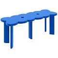 Modern Cloud Shaped Blue Stool With Connected Cloud Design And Pillar Legs