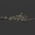 Gray Crushed Stone Construction Aggregates Scattered for Building And Road Base Materials 3d model