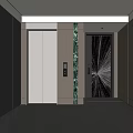 Modern Elevator Interior Design With Wooden Walls Marble Accents And Control Panel 3d model