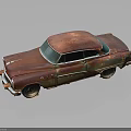 Rusted Vintage Classic Car with Old Retro Design and Weathered Exterior