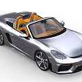 Silver Convertible Sports Car with Yellow Seats and Modern Streamlined Design