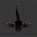 Mythical Dragon Character With Red And Black Wings Horned Head Scaled Body And Sharp Claws