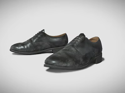 Black Leather Dress Shoes Classic Lace Up Design For Men Formal Footwear 3d model