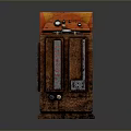 Vintage Wooden Machine With Orange Panel Buttons Knobs And Dial Design