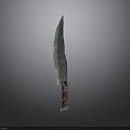 Antique Rusted Knife With Sharp Blade And Red Decorative Handle