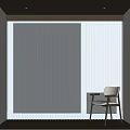 Modern Interior With White Vertical Blinds And Wooden Accent Chair