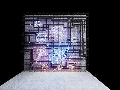 Industrial LOFT Decorative Light Creative Spaceman Neon Light 3d model