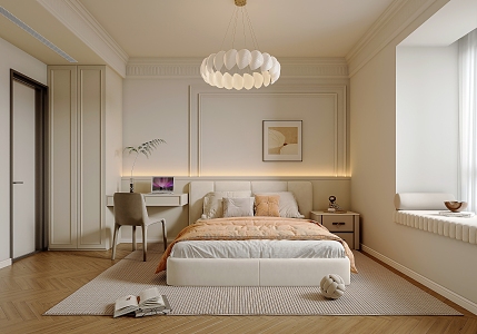 French Cream Style Master Bedroom 3d model