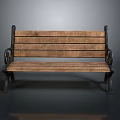 Classic Durable Outdoor Wooden Bench With Metal Frame And Armrests Design