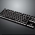 Sleek Black And White Mechanical Keyboard With Reflective Surface And Standard Key Layout For Computers 3d model