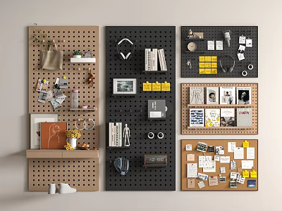 Stylish Pegboard Wall Decor Ideas For Home Organization And 3d model