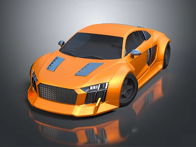 Orange Sports Car With Modern Aerodynamic Body And Black Wheels Design 3d model