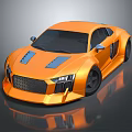 Orange Sports Car With Modern Aerodynamic Body And Black Wheels Design