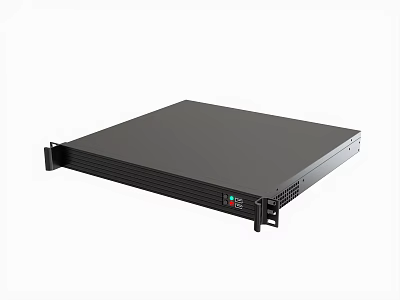 Black Rackmount Office Equipment with Front Panel Indicators and Cooling Vents 3d model