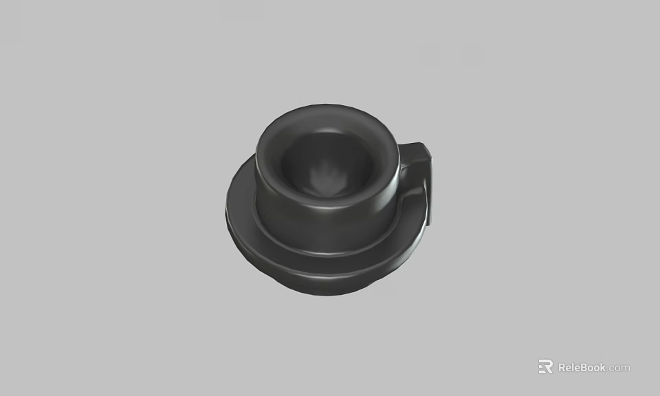 Black Ceramic Coffee Cup And Saucer Set With Smooth Surface Modern Design 3d model