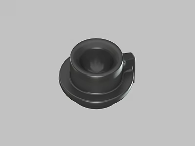 Black Ceramic Coffee Cup And Saucer Set With Smooth Surface Modern Design 3d model