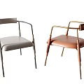 Modern Dining Chairs With Metal Frame Leather Upholstered Light Gray And Brown Design