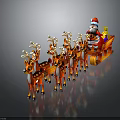Festive Santa Sleigh Pulled By Reindeer With Christmas Presents