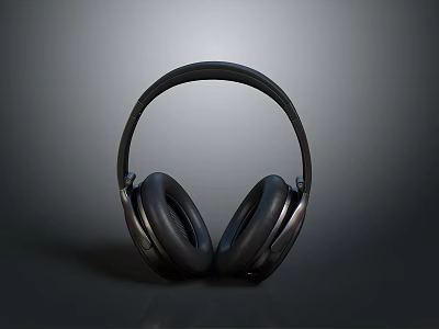 Black Wireless Over Ear Headphones For Computer Gaming And Music 3d model